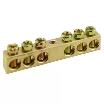 Шина PEN TS-0609C 6х9 6 отверстий крепление по центру Энергия - Электрика, НВА - Щитки и аксессуары для монтажа - Шины нулевые - . Магазин оборудования для автономного и резервного электропитания Ekosolar.ru в Находке