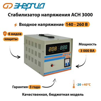 Однофазный стабилизатор напряжения Энергия АСН 3000 - Стабилизаторы напряжения - Однофазные стабилизаторы напряжения 220 Вольт - Энергия АСН - . Магазин оборудования для автономного и резервного электропитания Ekosolar.ru в Находке