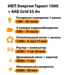 ИБП для котла Энергия Гарант 1000 + Аккумулятор Grid 55 Ah 12 v (600Вт - 50мин) - ИБП и АКБ - ИБП для котлов - . Магазин оборудования для автономного и резервного электропитания Ekosolar.ru в Находке